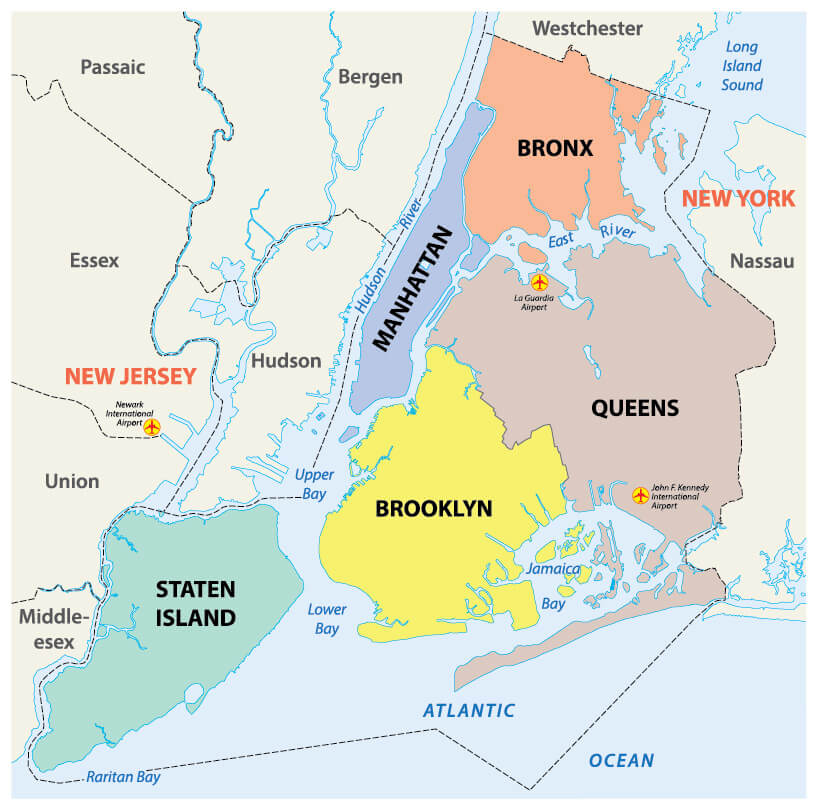 NYC Five Boroughs Map